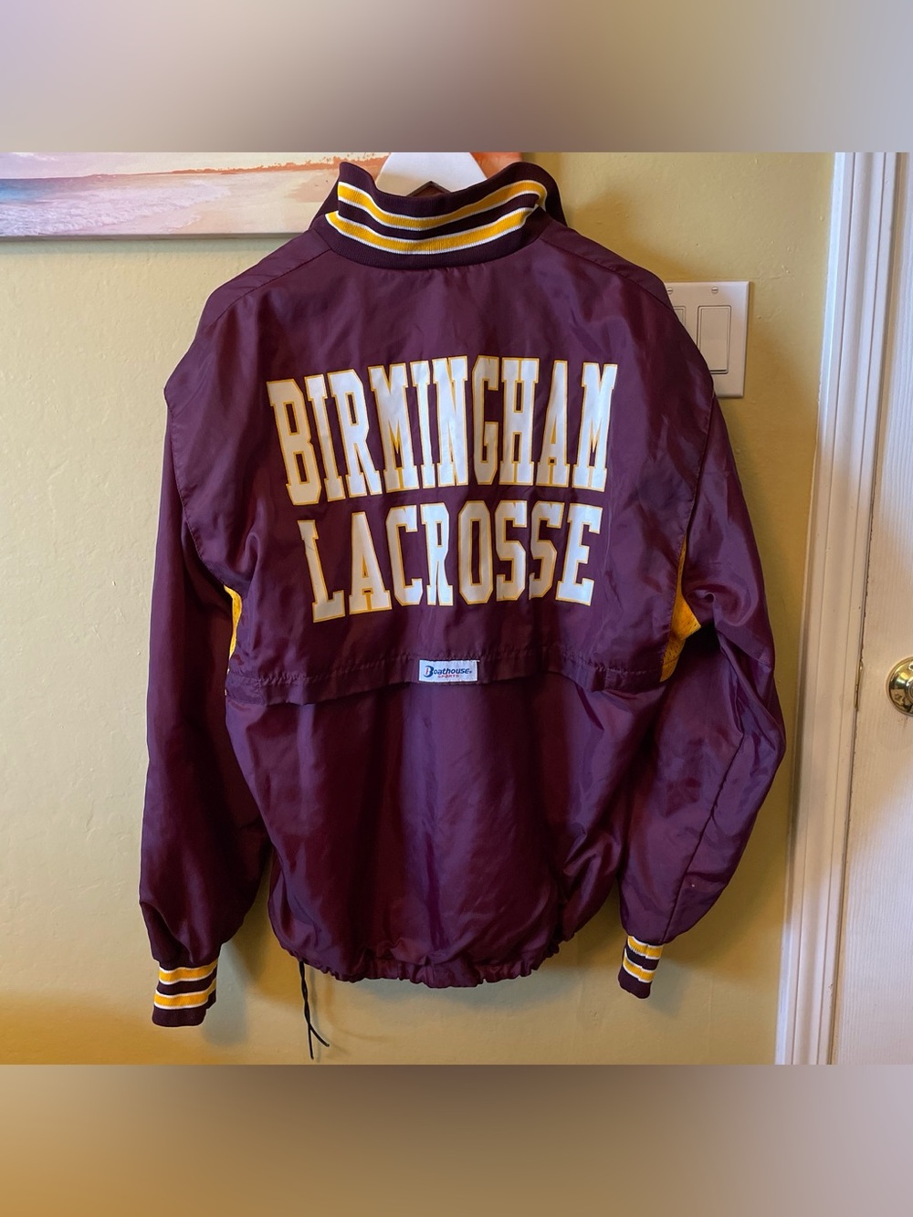 Birmingham Lacrosse Windbreaker Bomber Jacket - Maroon & Gold Mens Large